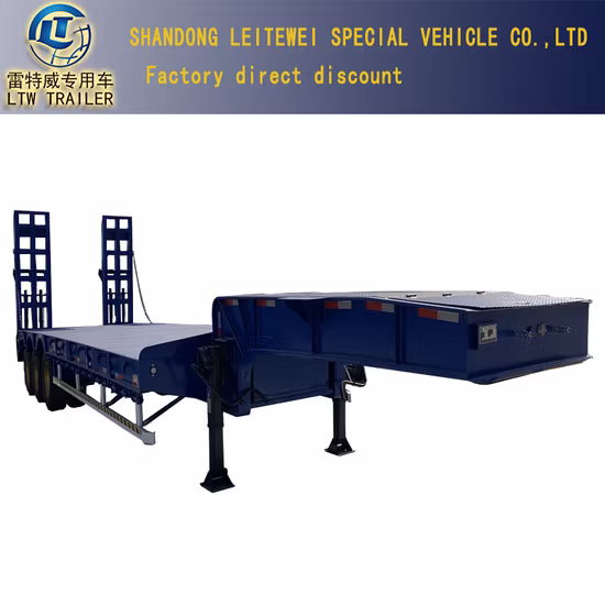 3 Axle 4 Axle 60ton 80ton 100ton Hydraulic with Mechanical Suspension Lowboy Loader Trucks Semi Trailer